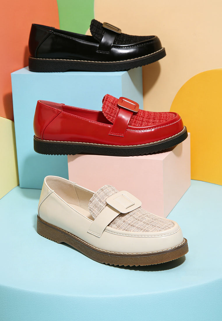 Mocasines elaris de tweed y piel sintética#color_red