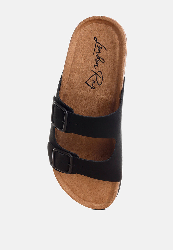 gloriosa the double strap slide sandals#color_black-nubuck-faux-leather