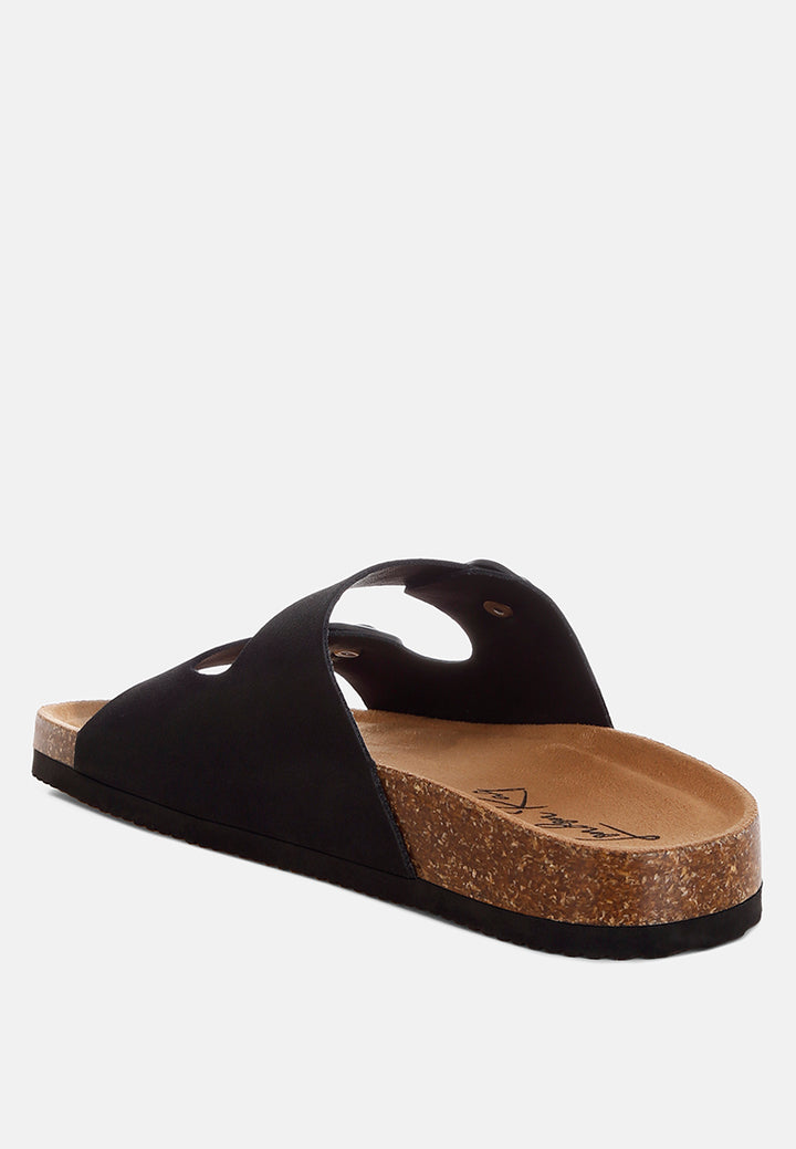 gloriosa the double strap slide sandals#color_black-nubuck-faux-leather