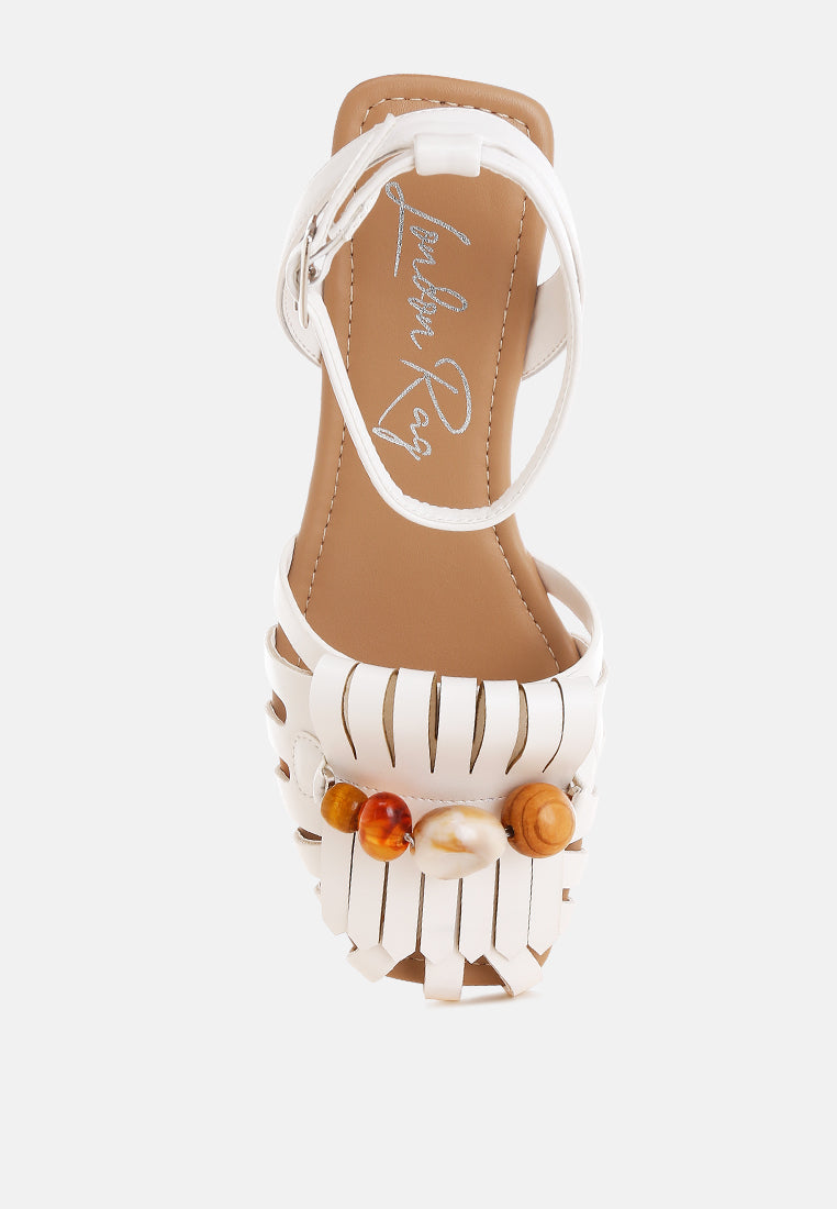 saguara cut work bead embellished flats by ft#color_white