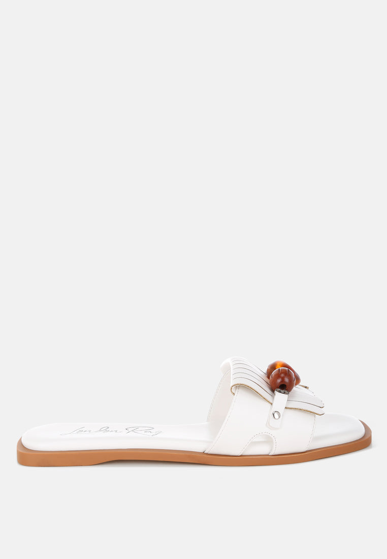 nakasa beaded faux leather slip ons by ft#color_white
