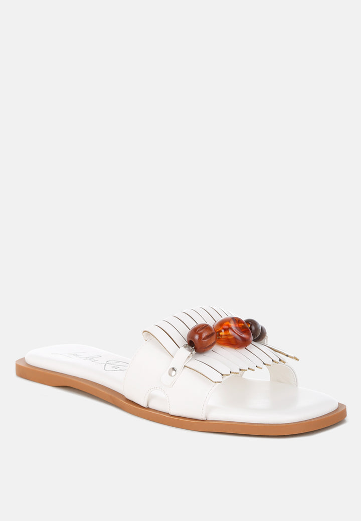nakasa beaded faux leather slip ons by ft#color_white