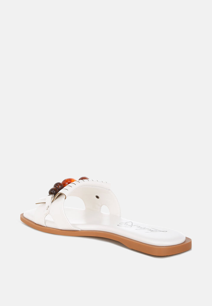 nakasa beaded faux leather slip ons by ft#color_white