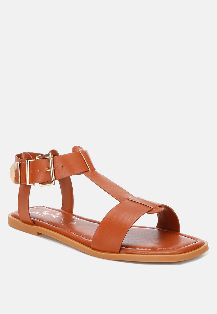 buckled square toe flat sandals by ft#color_camel