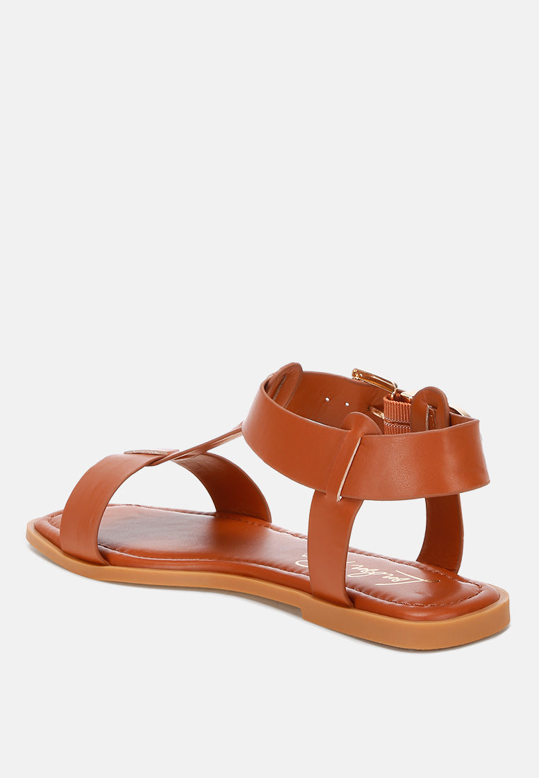 buckled square toe flat sandals by ft#color_camel