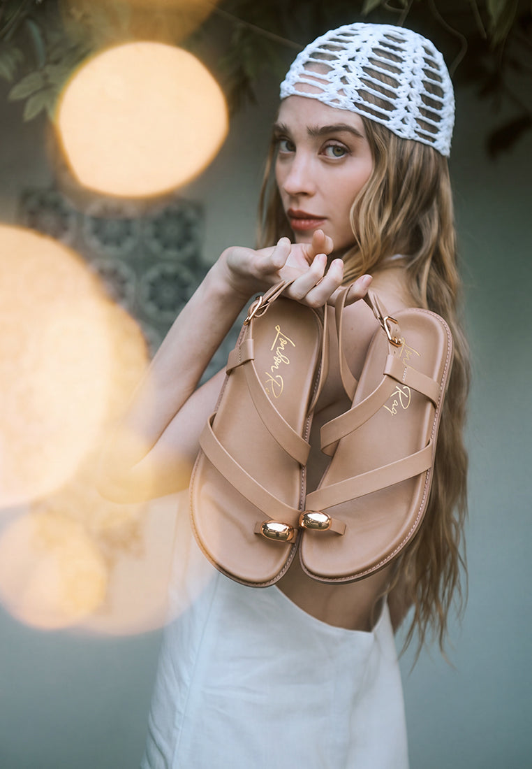 carina strappy design flat sandals#color_beige-smooth