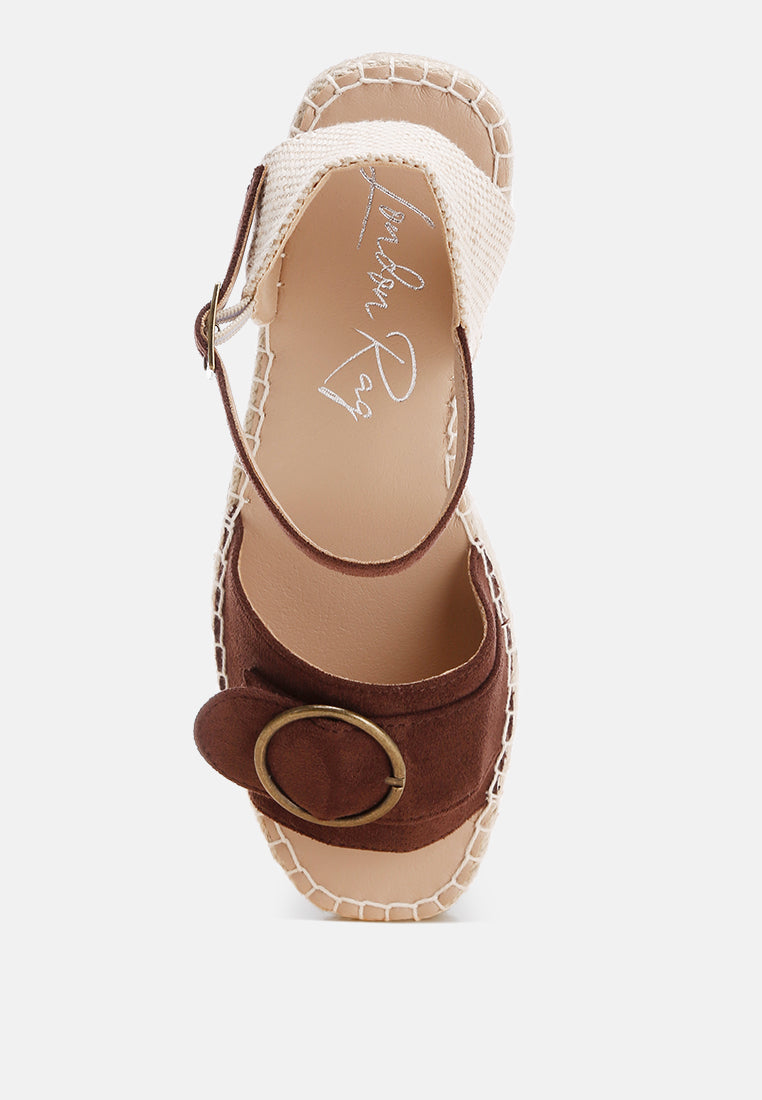 amilta buckle detail espadrille wedges#color_brown