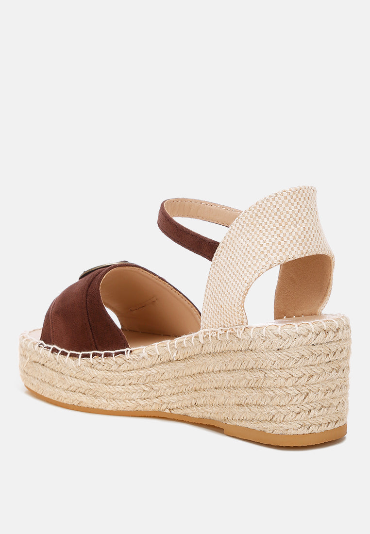 amilta buckle detail espadrille wedges#color_brown