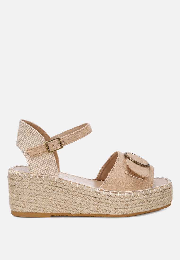 amilta buckle detail espadrille wedges#color_beige