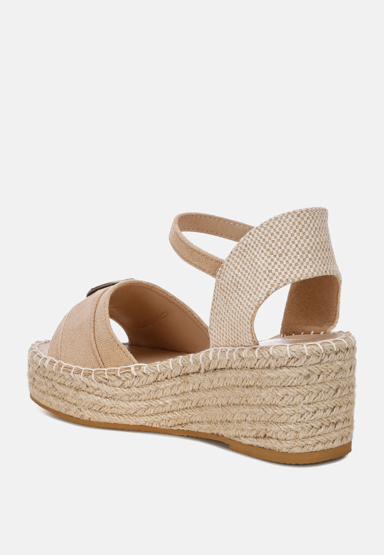 amilta buckle detail espadrille wedges#color_beige