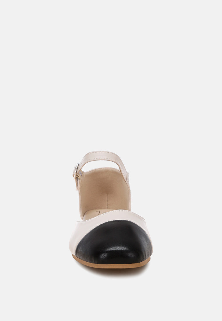 clevea dual tone pin buckle ballet flats by ft#color_ivory