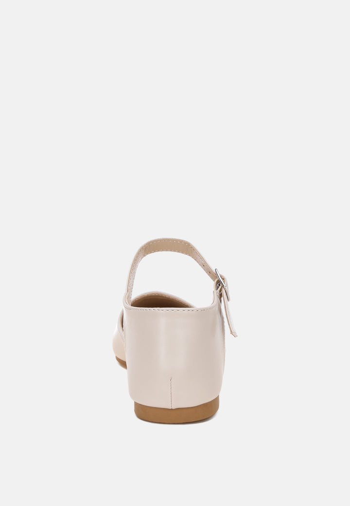 clevea dual tone pin buckle ballet flats by ft#color_ivory