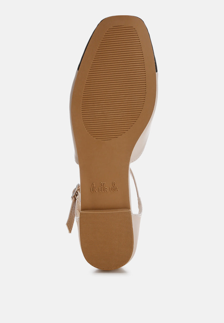 clevea dual tone pin buckle ballet flats by ft#color_ivory