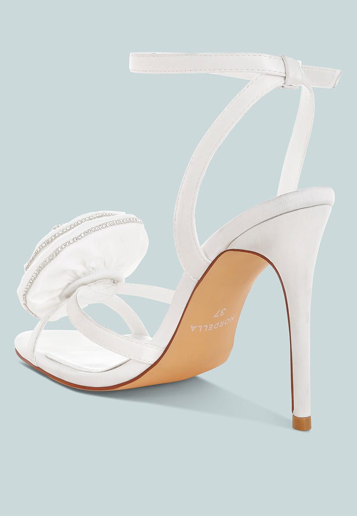 Candela Floral Rhinestone Accent Heel Sandals#color_white