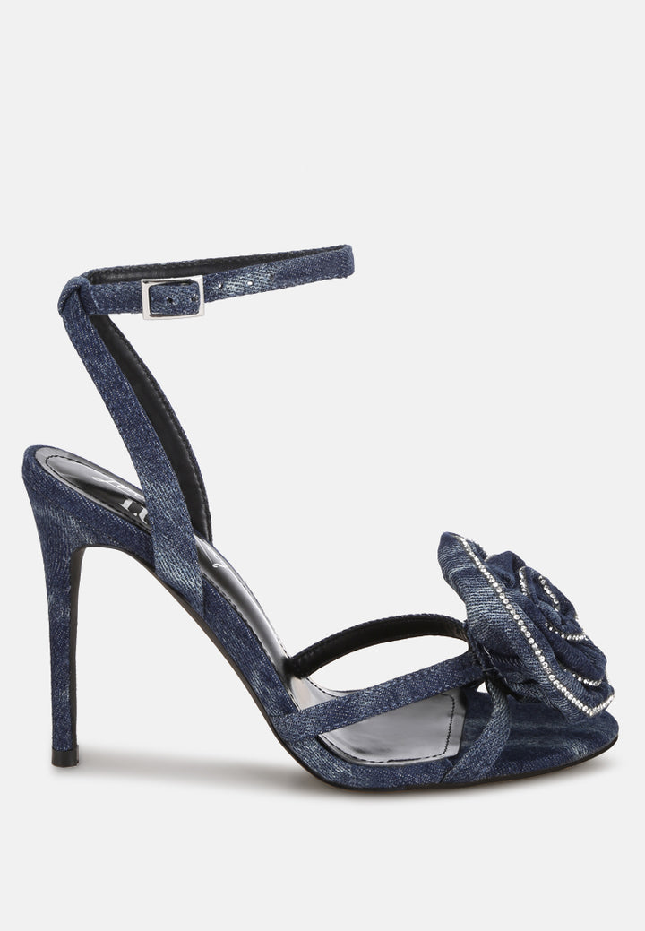 Candela Floral Rhinestone Accent Heel Sandals#color_denim