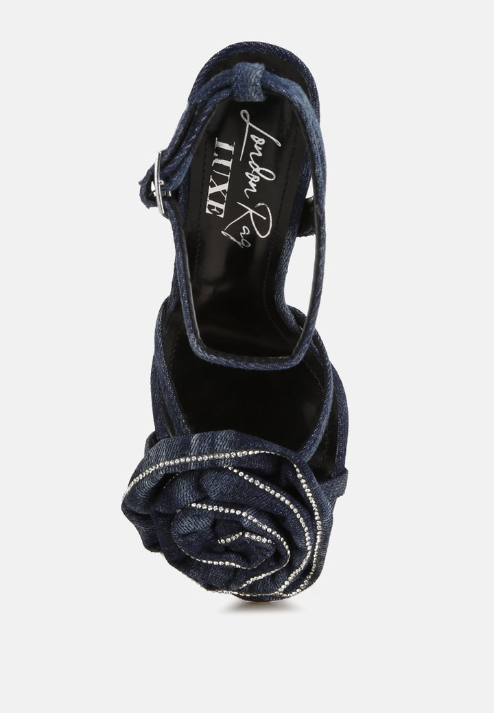 Candela Floral Rhinestone Accent Heel Sandals#color_denim