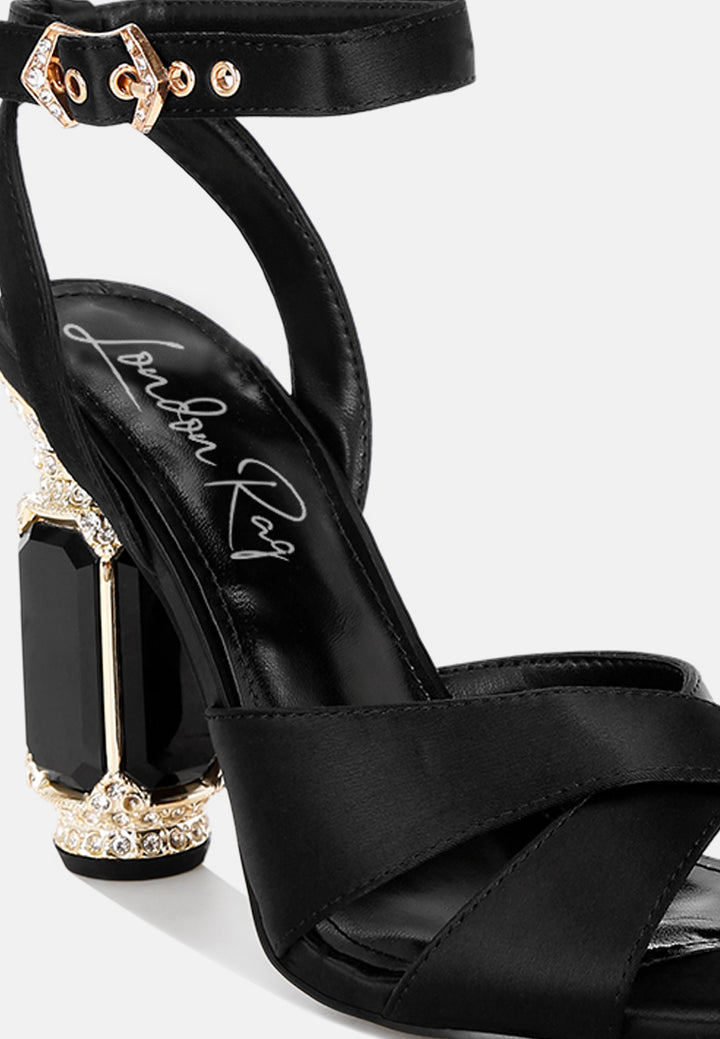 crystal & diamante pin buckle fantasy heels#color_black