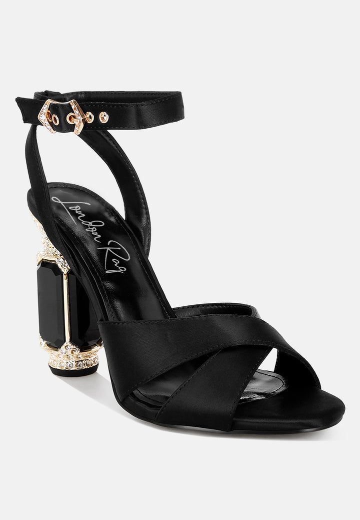 crystal & diamante pin buckle fantasy heels#color_black