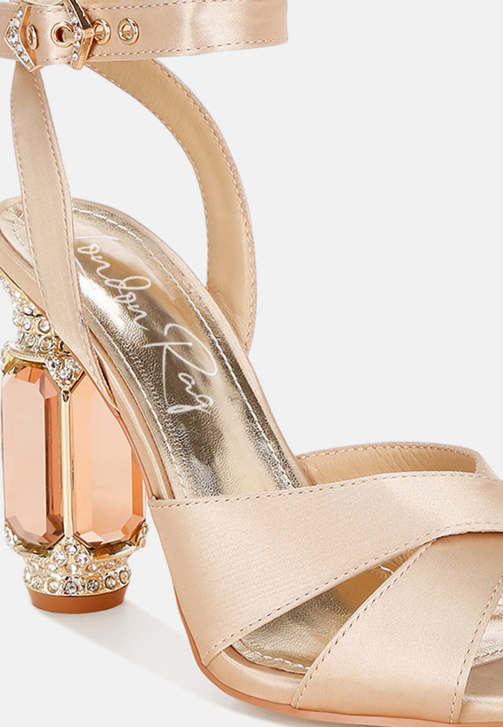crystal & diamante pin buckle fantasy heels#color_gold