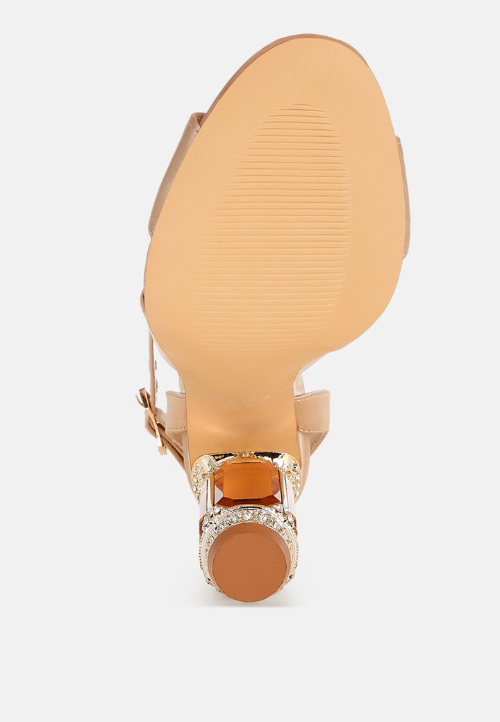 crystal & diamante pin buckle fantasy heels#color_gold
