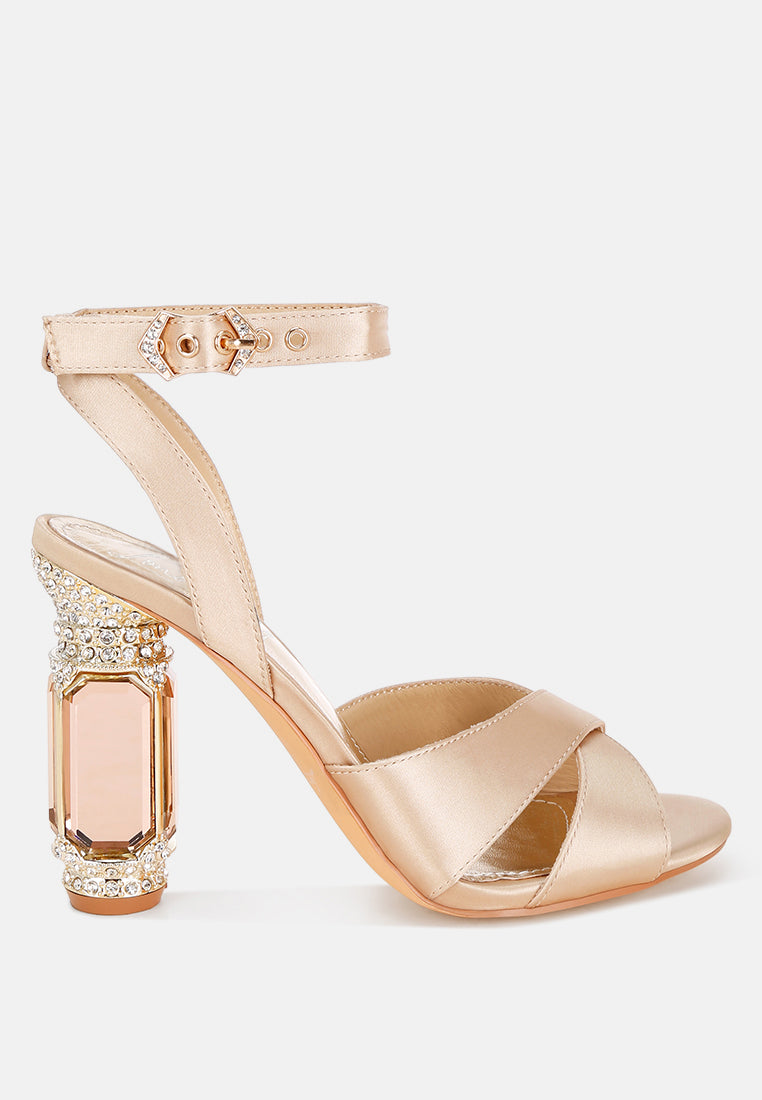 crystal & diamante pin buckle fantasy heels#color_gold