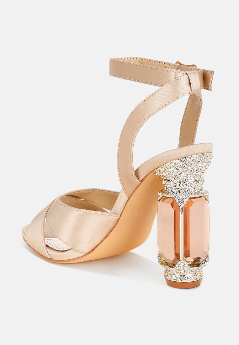 crystal & diamante pin buckle fantasy heels#color_gold