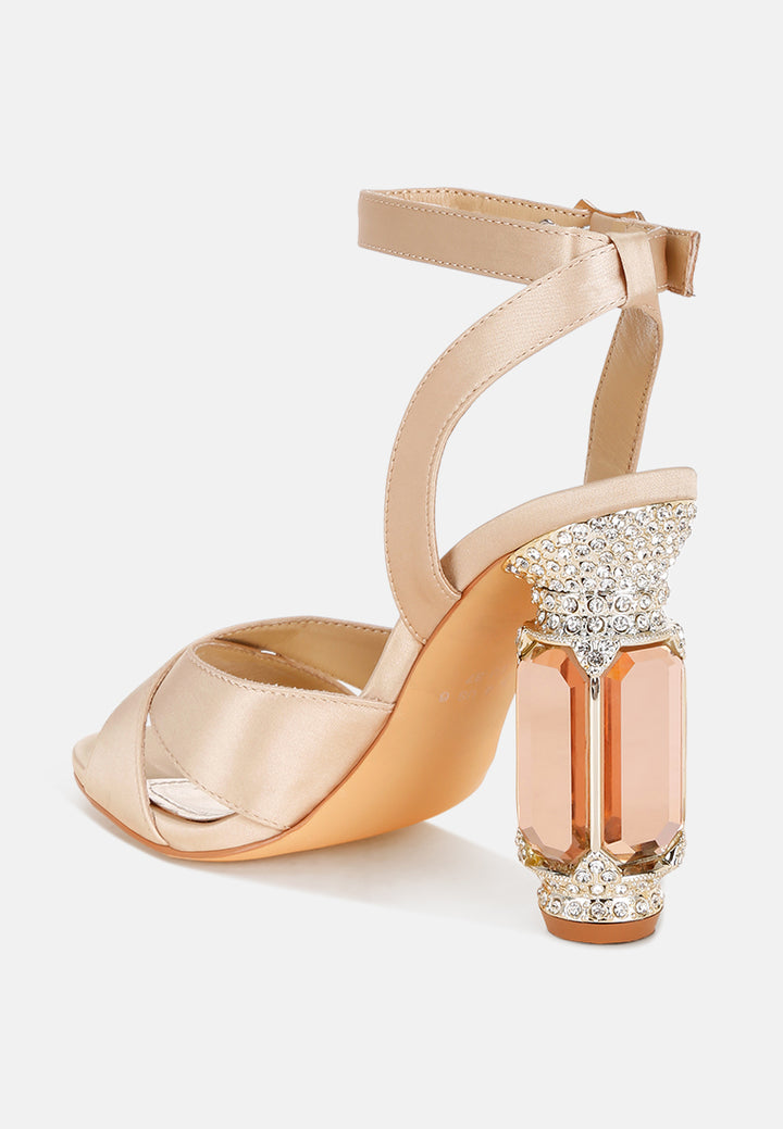 crystal & diamante pin buckle fantasy heels#color_gold