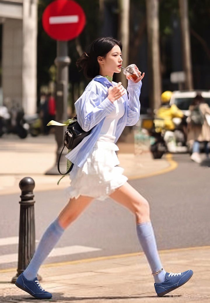 Sariel Gathered Ballet Sneakers#color_blue