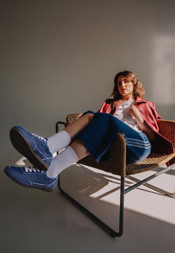 sariel gathered ballet sneakers#color_blue