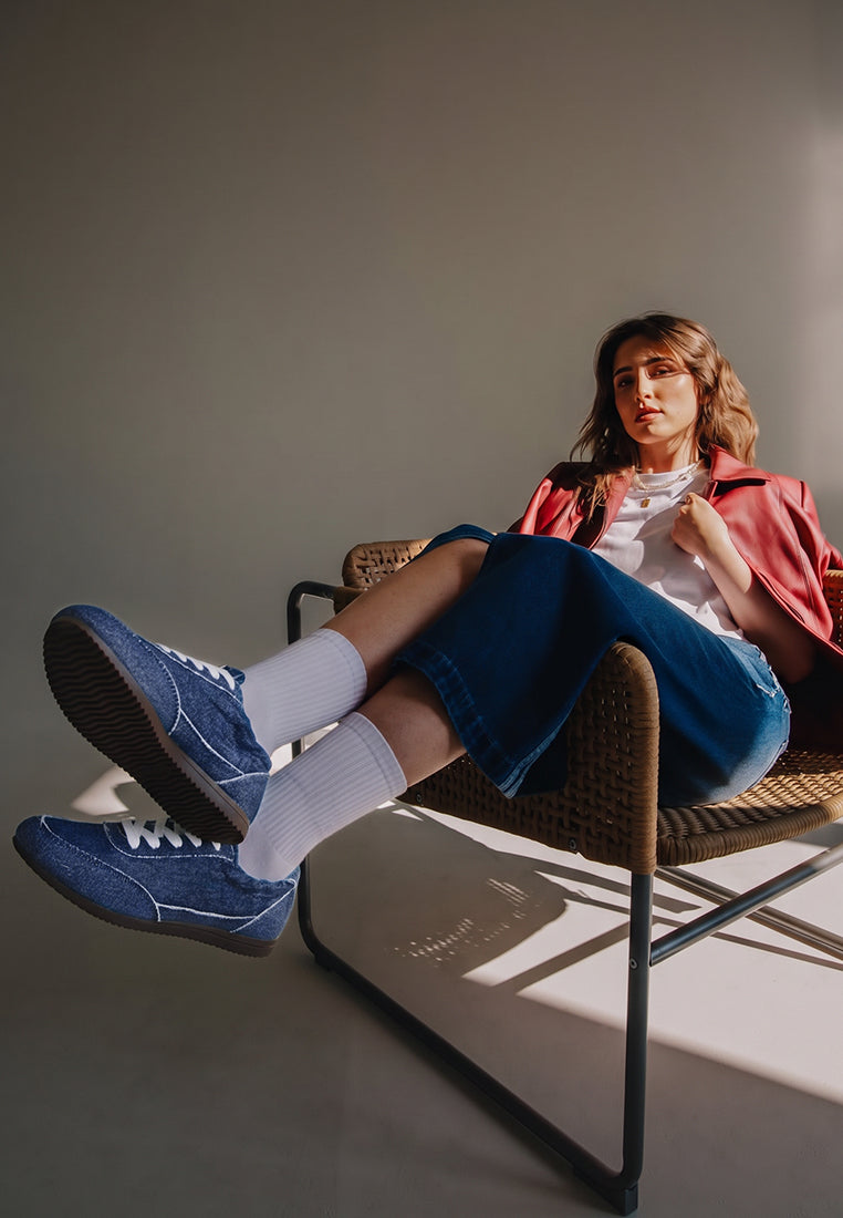 sariel gathered ballet sneakers#color_blue