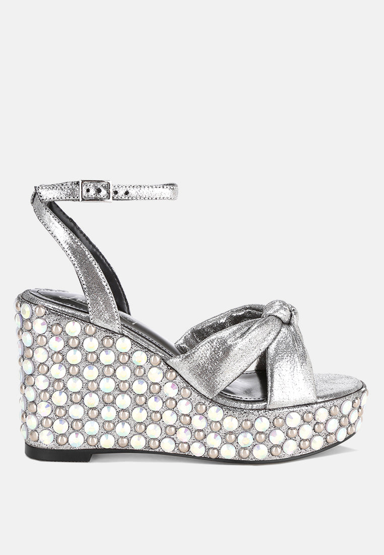 embellished wedge heel sandals by ruw#color_silver-satin
