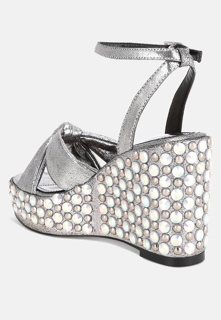 embellished wedge heel sandals by ruw#color_silver-satin