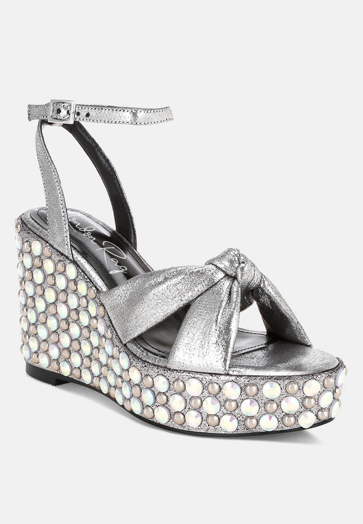 embellished wedge heel sandals by ruw#color_silver-satin