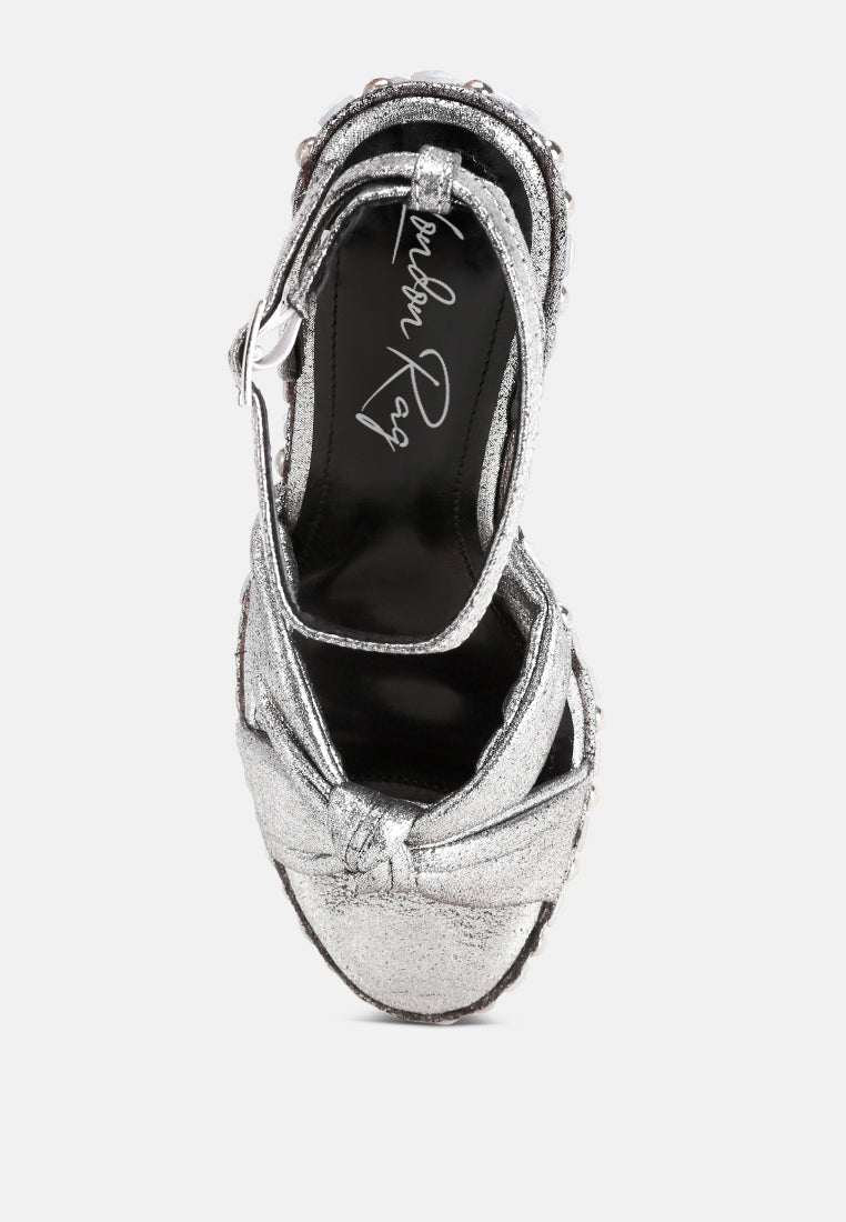 embellished wedge heel sandals by ruw#color_silver-satin