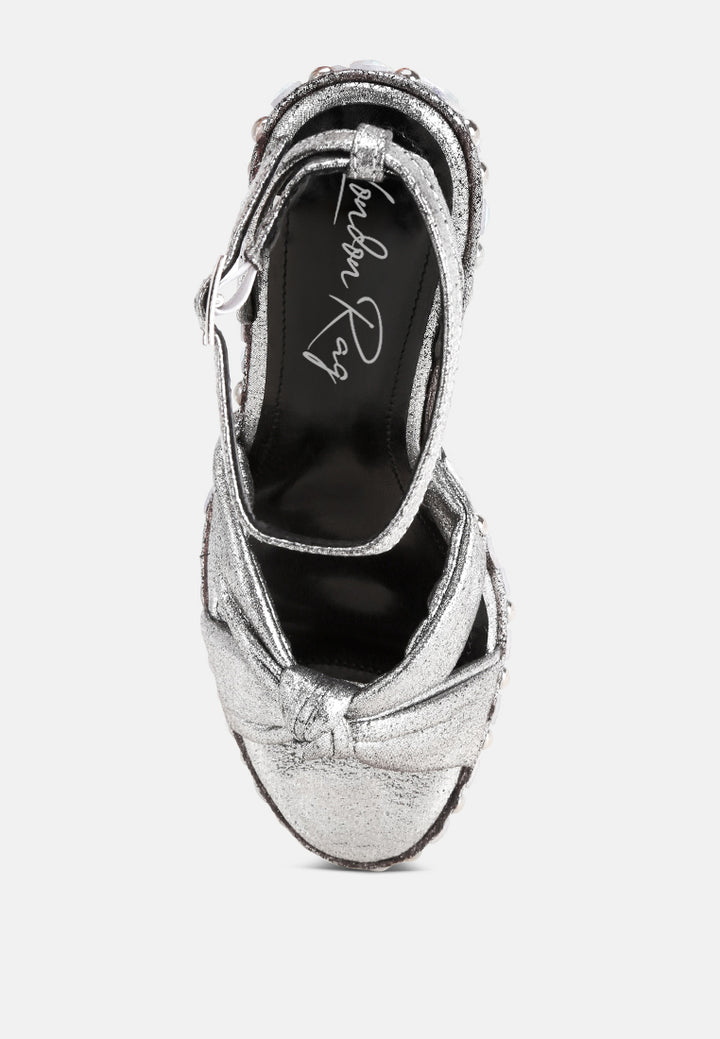embellished wedge heel sandals by ruw#color_silver-satin