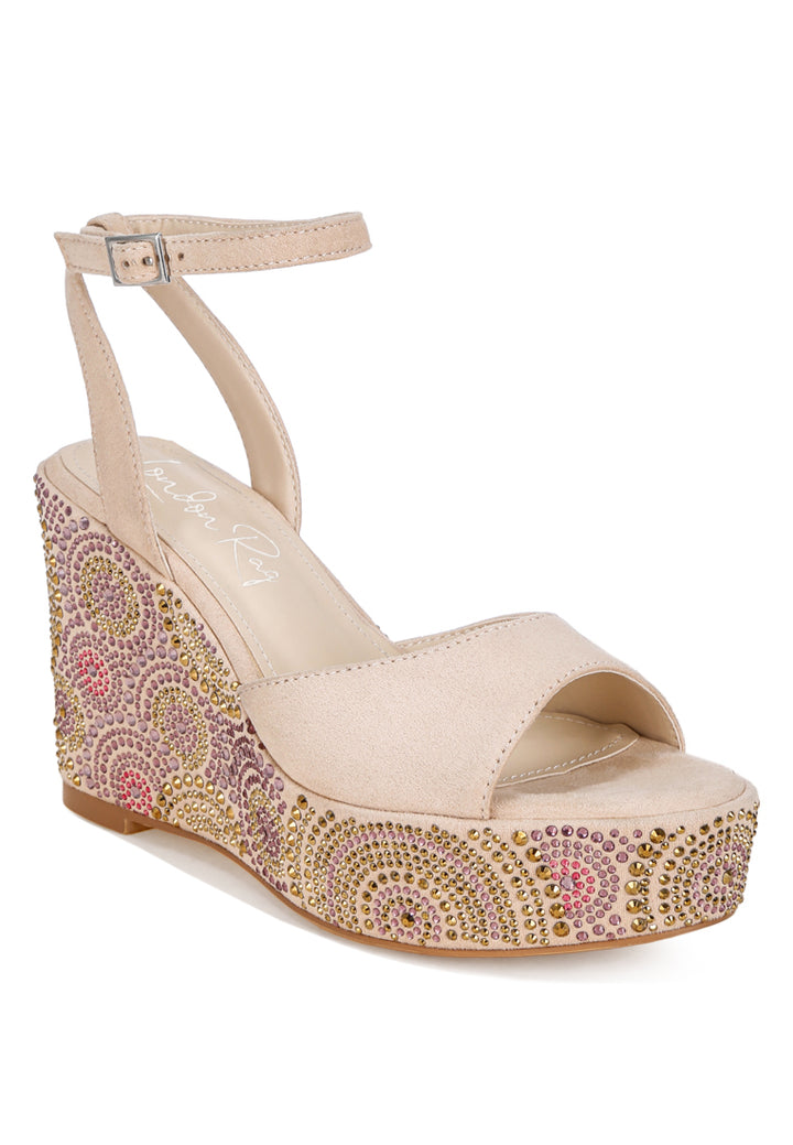 geometric pattern embellised wedge heels by ruw#color_beige