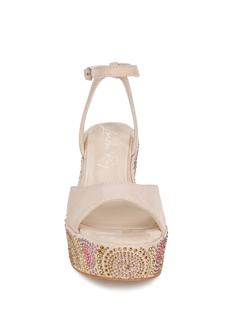 geometric pattern embellised wedge heels by ruw#color_beige