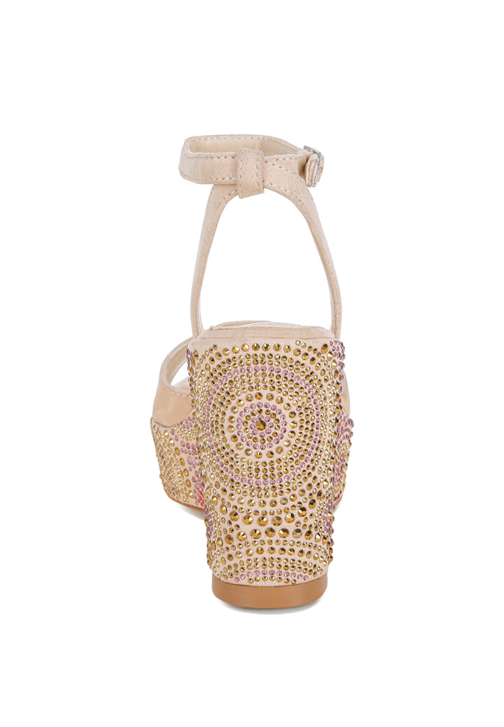 geometric pattern embellised wedge heels by ruw#color_beige