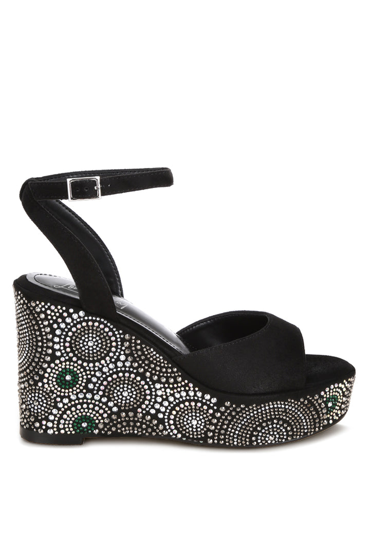 geometric pattern embellised wedge heels by ruw#color_black