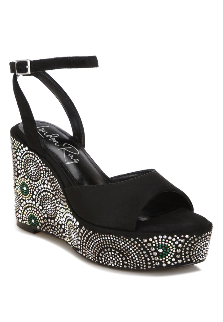 geometric pattern embellised wedge heels by ruw#color_black