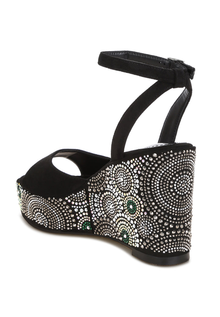 geometric pattern embellised wedge heels by ruw#color_black