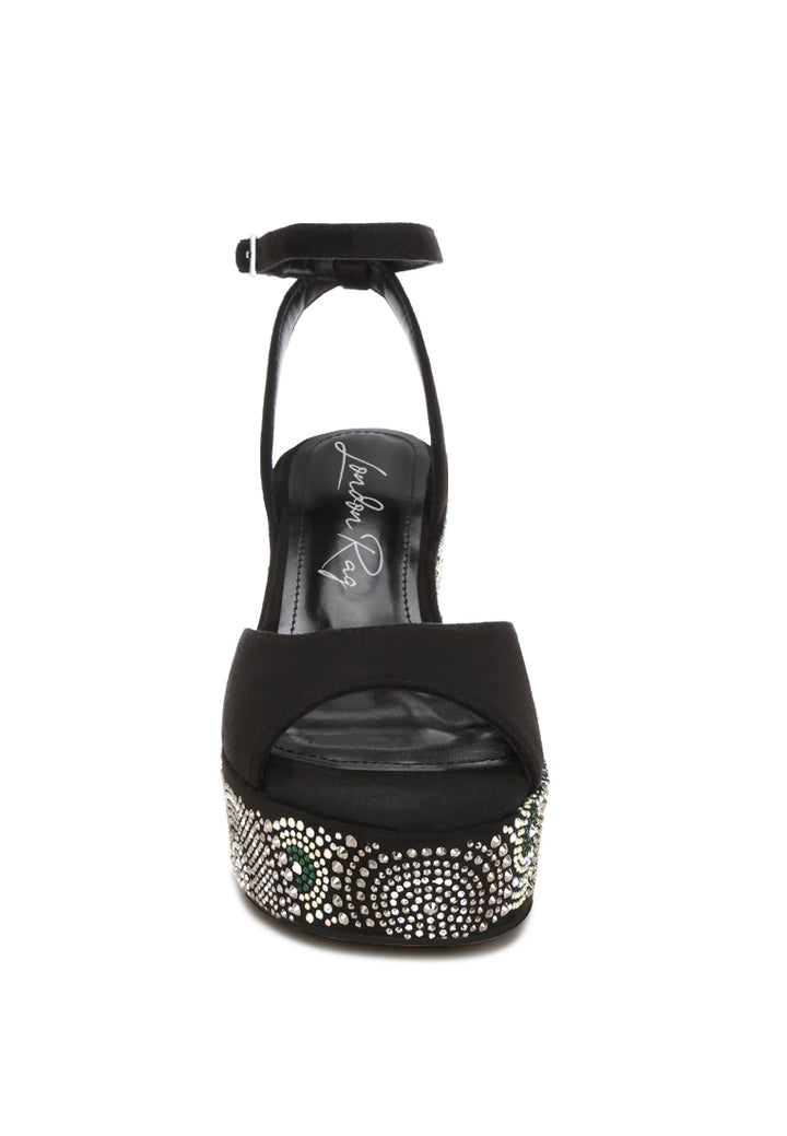 geometric pattern embellised wedge heels by ruw#color_black