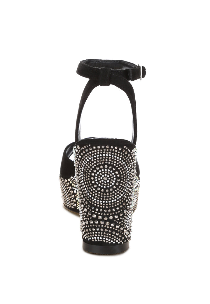 geometric pattern embellised wedge heels by ruw#color_black