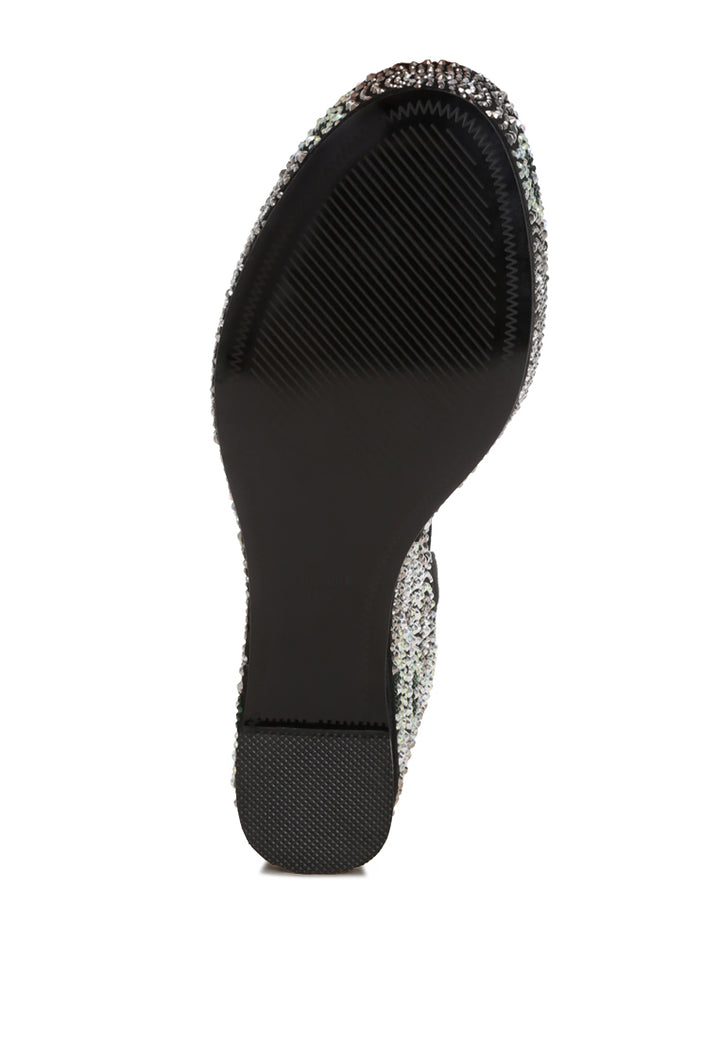 geometric pattern embellised wedge heels by ruw#color_black