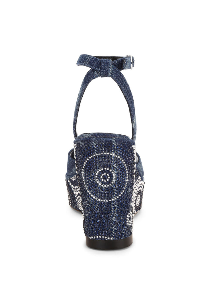 geometric pattern embellised wedge heels by ruw#color_denim