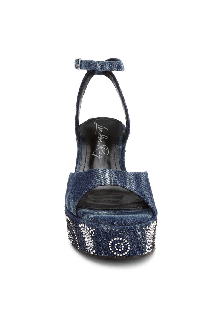 geometric pattern embellised wedge heels by ruw#color_denim