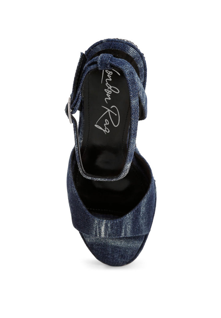 geometric pattern embellised wedge heels by ruw#color_denim