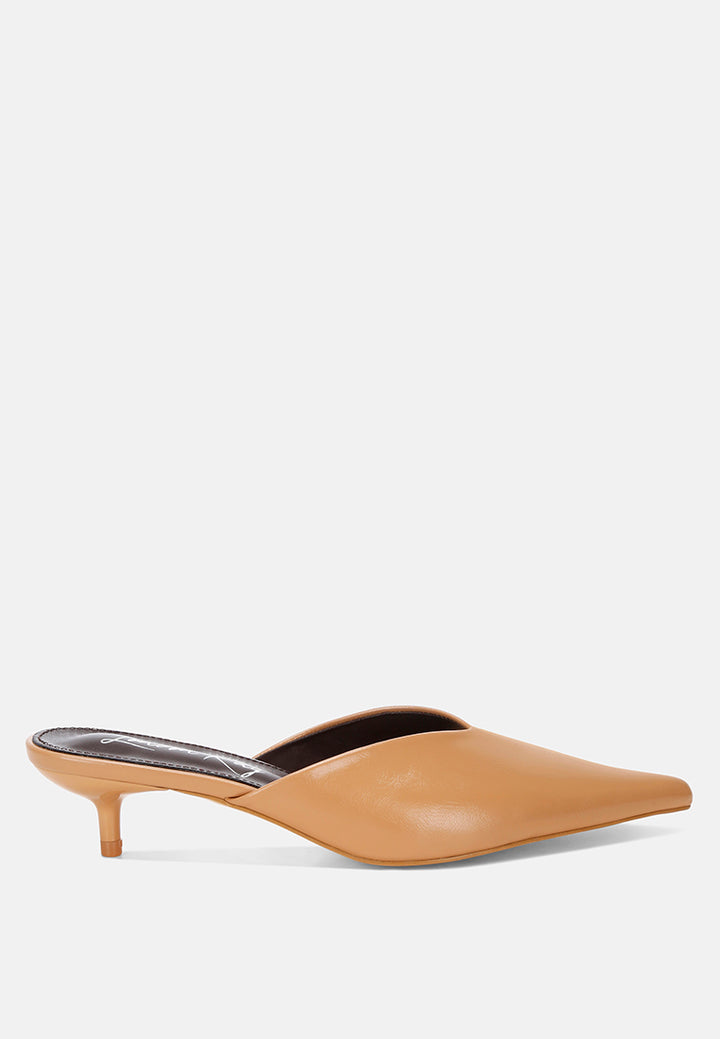 Revasta Kitten Heel Mules#color_tan