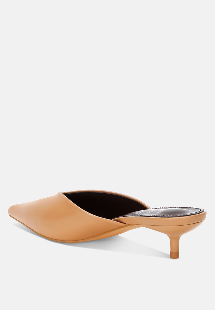 Revasta Kitten Heel Mules#color_tan