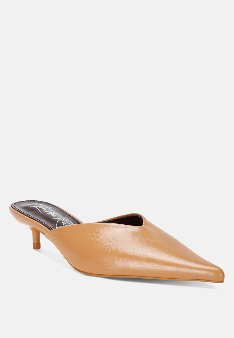 Revasta Kitten Heel Mules#color_tan